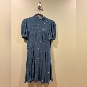 Free People Teal Dress with Coral Dots size 4 - never worn